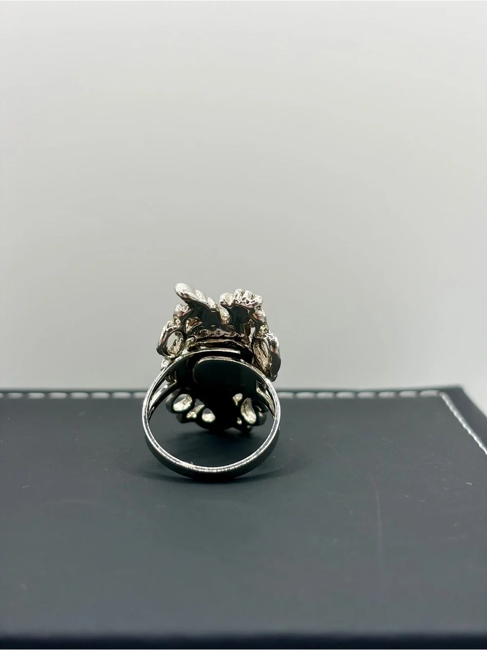 Tribal Silver Plated Statement Ring with Turquoise and Coral Accents